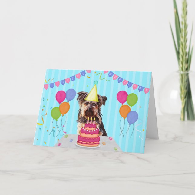 Yorkshire Terrier Carte de vacances d'anniversaire (Devant)