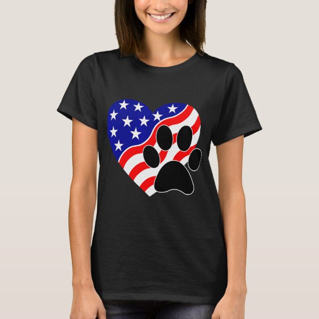 Yorkshire Terrier Cat Paw Prin Th Of July T-Shirt (Front)