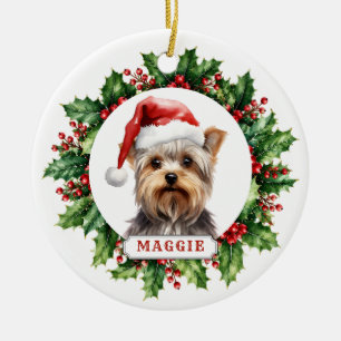 Yorkshire Terrier Ceramic Circle Ornament