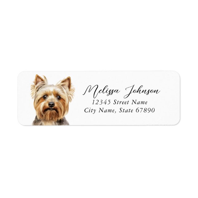 Yorkshire Terrier Chien de retour Adresse Étiquett (Devant)