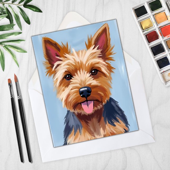 Yorkshire Terrier Chien Portrait Carte de peinture (Créateur téléchargé)