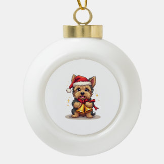 Yorkshire Terrier Christmas Bells Ceramic Ball Christmas Ornament