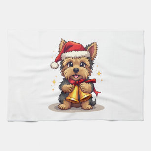 Yorkshire Terrier Christmas Bells Kitchen Towel