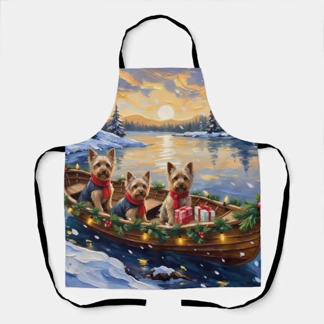 Yorkshire Terrier Christmas Boat Holiday Apron (Front)