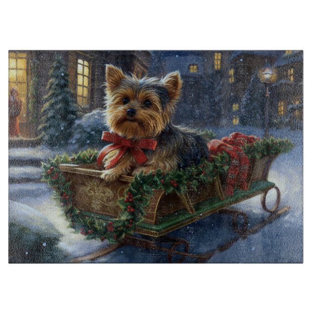 Yorkshire Terrier Christmas Festive Season Cutting Board (Front)