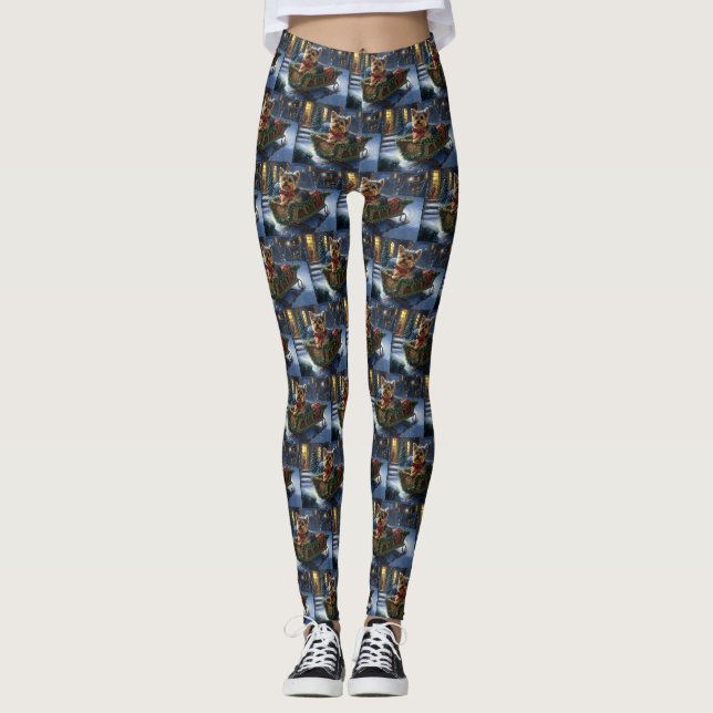 Yorkshire Terrier Christmas Festive Season Leggings (Front)