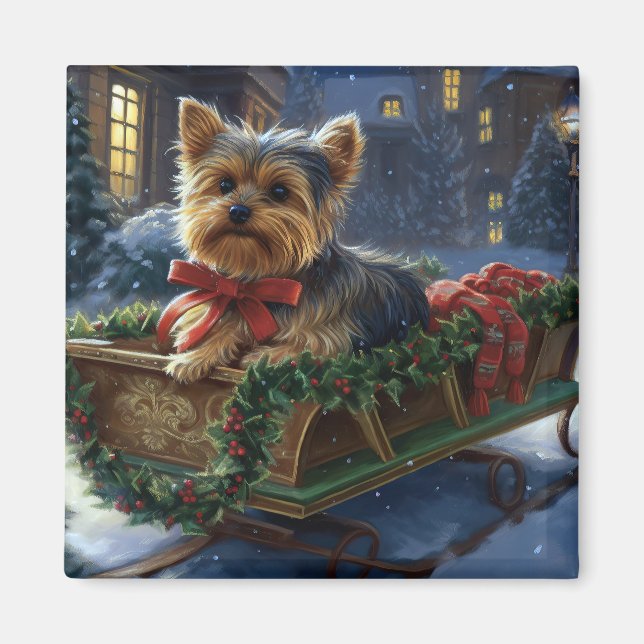 Yorkshire Terrier Christmas Festive Season Magnet (Front)