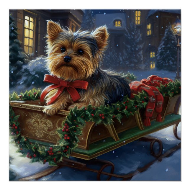 Yorkshire Terrier Christmas Festive Season Poster (Front)