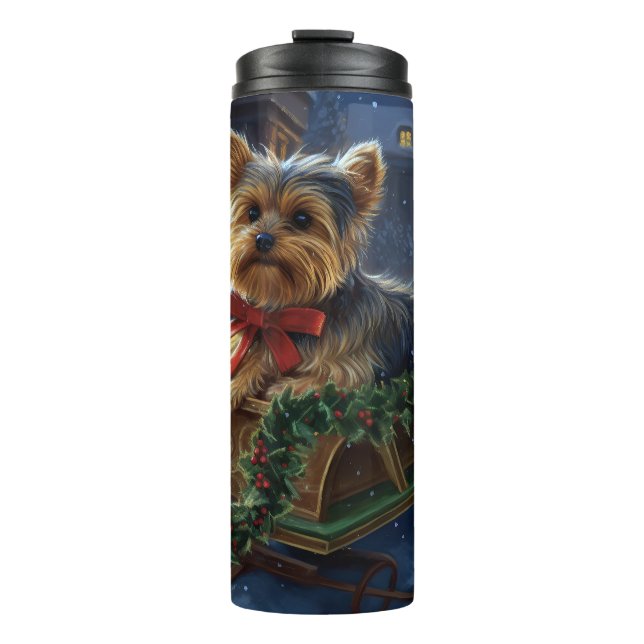 Yorkshire Terrier Christmas Festive Season Thermal Tumbler (Front)