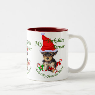 Yorkshire Terrier Christmas Gifts Two-Tone Coffee Mug