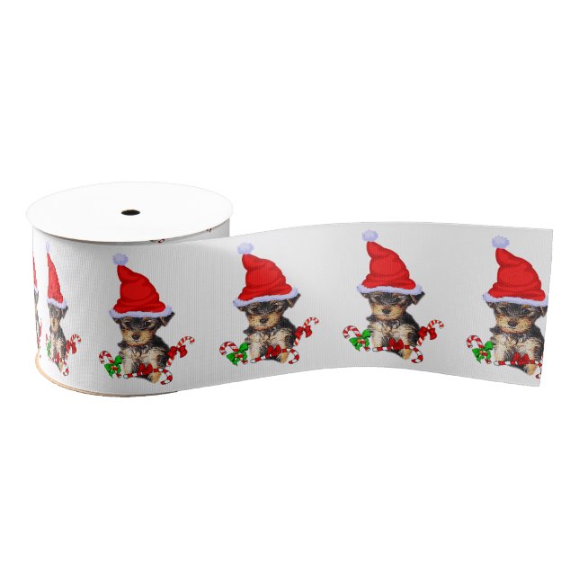 Yorkshire Terrier Christmas Grosgrain Ribbon (Spool)