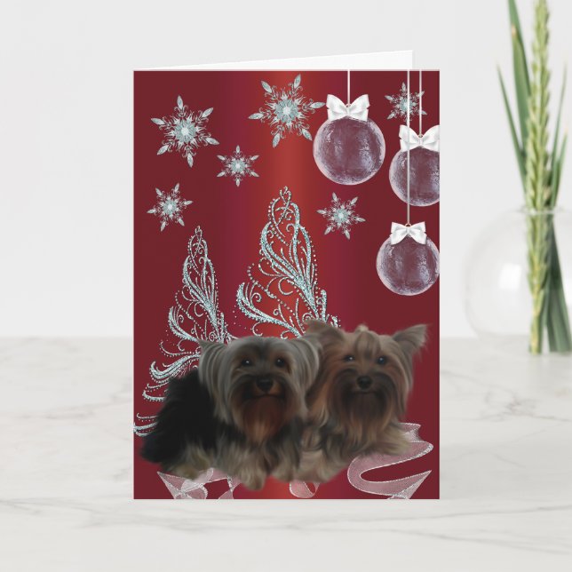 Yorkshire Terrier Christmas Holiday Card (Front)