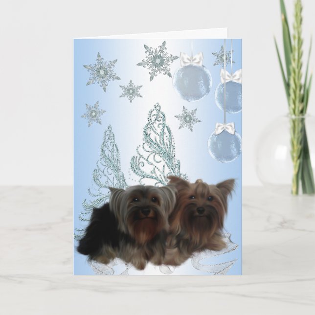Yorkshire Terrier Christmas Holiday Card (Front)
