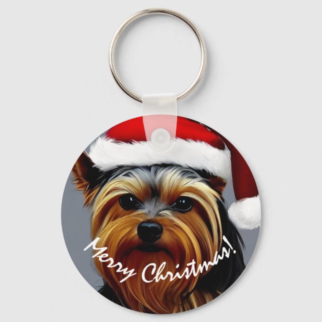 Yorkshire Terrier Christmas Keychain (Front)