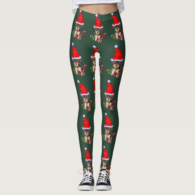 Yorkshire Terrier Christmas  Leggings (Front)