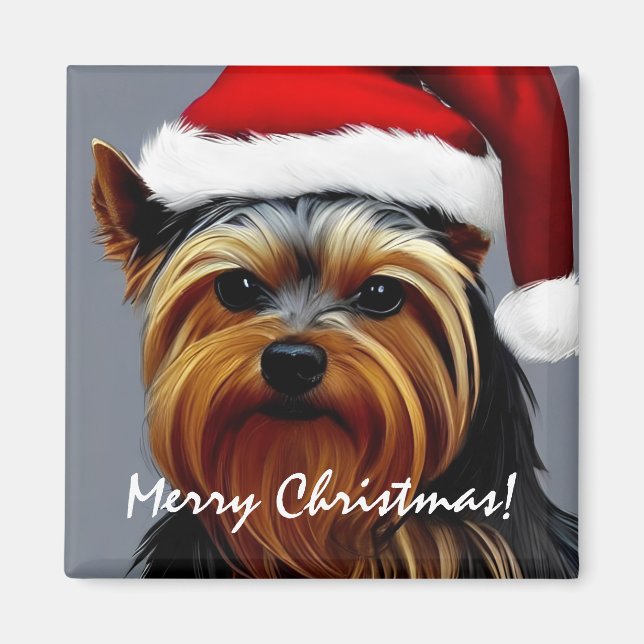 Yorkshire Terrier Christmas Magnet (Front)
