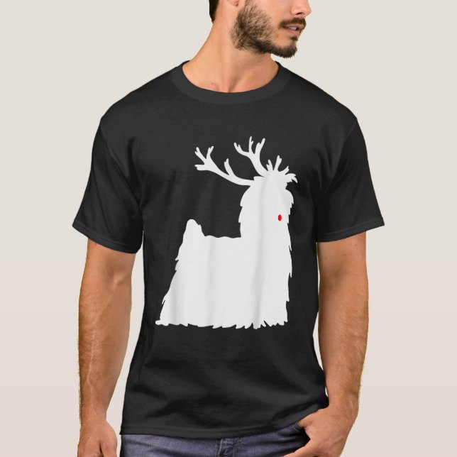 Yorkshire Terrier Christmas Nosed Reindeer  T-Shirt (Front)