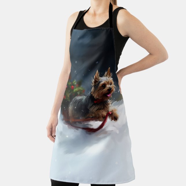 Yorkshire Terrier Christmas snow winter  Apron (Insitu)