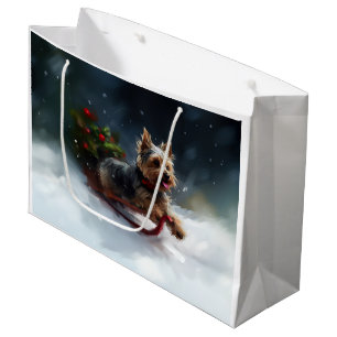 Yorkshire Terrier Christmas snow winter  Large Gift Bag