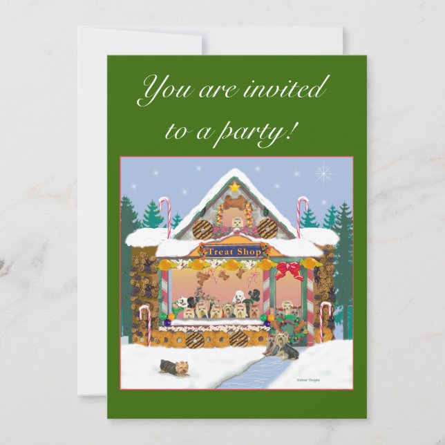 Yorkshire Terrier Christmas Treat Shop Invites (Front)