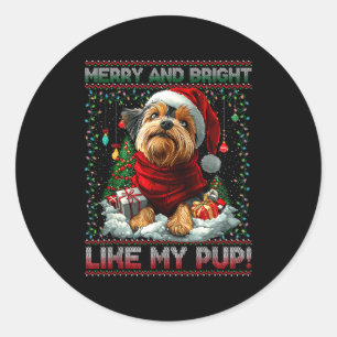 Yorkshire Terrier Christmas Tree Decorations Dog L Classic Round Sticker
