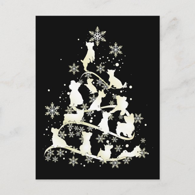 Yorkshire Terrier Christmas Tree Dog Happy Xmas Postcard (Front)