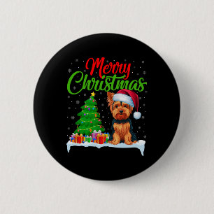 Yorkshire Terrier Christmas Tree Lights Funny Xmas 2 Inch Round Button