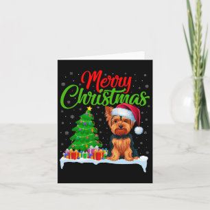 Yorkshire Terrier Christmas Tree Lights Funny Xmas Card