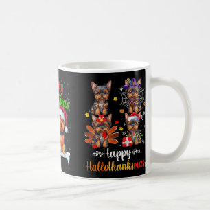 Yorkshire Terrier Christmas Tree Lights Funny Xmas Coffee Mug