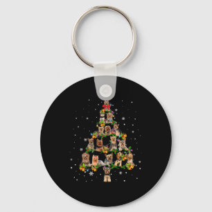 Yorkshire Terrier Christmas Tree Santa Funny Dog L Keychain