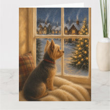 Yorkshire Terrier Christmas Window Portrait