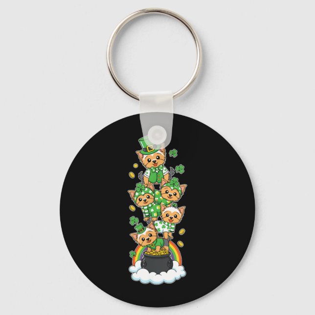 Yorkshire Terrier Clover St Patricks Day Womens Keychain (Front)