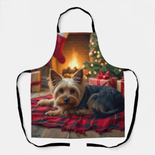 Yorkshire Terrier Cozy Christmas Evening Painting Apron
