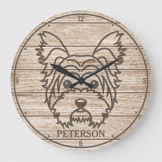 Yorkshire Terrier Custom NAME Yorkie Pet Puppy Dog Large Clock (Front)