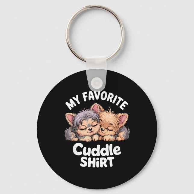 Yorkshire Terrier Cute Sleeng Yorkies Favourite Keychain (Front)