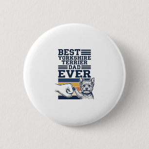 Yorkshire Terrier Dad Fist Bump Vintage Vector Des 2 Inch Round Button