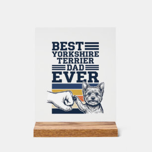 Yorkshire Terrier Dad Fist Bump Vintage Vector Des Acrylic Sign