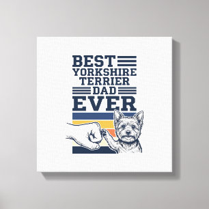 Yorkshire Terrier Dad Fist Bump Vintage Vector Des Canvas Print