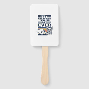 Yorkshire Terrier Dad Fist Bump Vintage Vector Des Hand Fan
