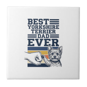 Yorkshire Terrier Dad Fist Bump Vintage Vector Des Tile