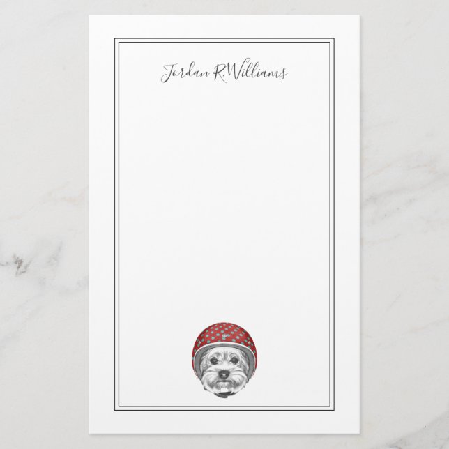 Yorkshire Terrier Daredevil | Add Your Name Stationery (Front)