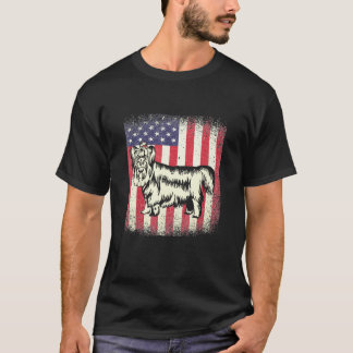 Yorkshire Terrier Dog American Flag Patriotic 4th T-Shirt