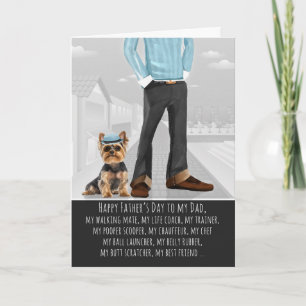 Yorkshire Terrier Dog and Dad Funny Father's Day Holiday Card