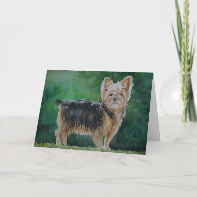 Yorkshire Terrier Dog Art Watercolor Carte de voeu (Devant)