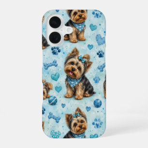 Yorkshire Terrier Dog Blue Heart Phone Case 