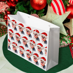 Yorkshire Terrier Dog Breed Christmas Stars Large Gift Bag