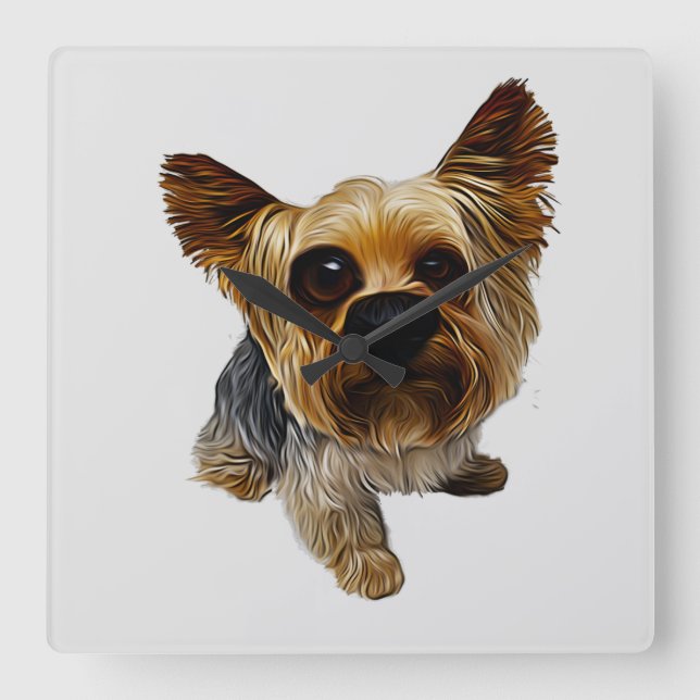 Yorkshire Terrier Dog Caricature Wall Clock (Front)