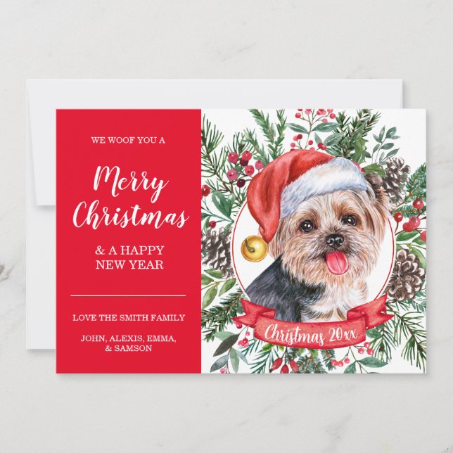Yorkshire Terrier Dog Carte de Noël bon marché (Devant)