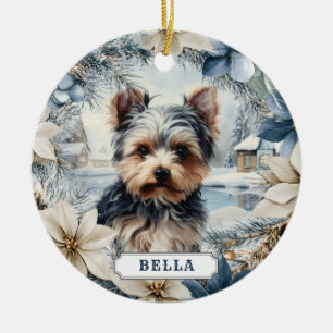 Yorkshire Terrier Dog Ceramic Circle Ornament