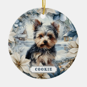 Yorkshire Terrier Dog Ceramic Circle Ornament